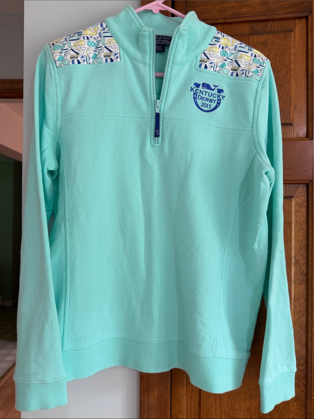 Vineyard Vines Kentucky Derby 2015 Mint Quarter-Zip Pullover Sweater M Medium
